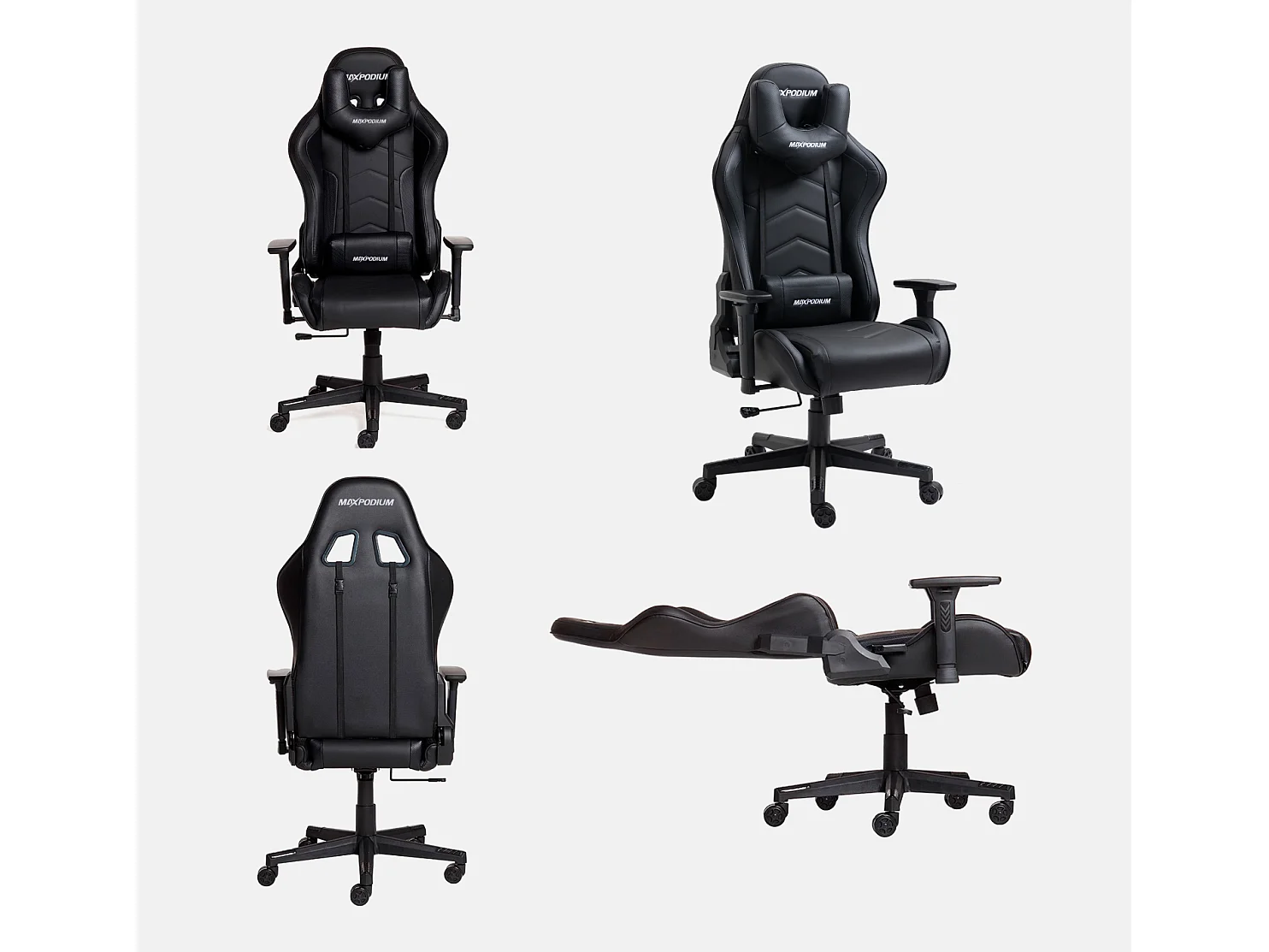 Chaise Gaming – ergonomique, hautement réglable, supporte jusqu'à 150 kg – Tactical, Noire