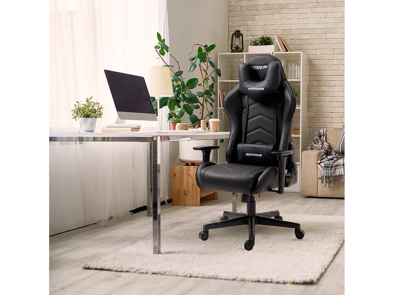 Chaise Gaming – ergonomique, hautement réglable, supporte jusqu'à 150 kg – Tactical, Noire