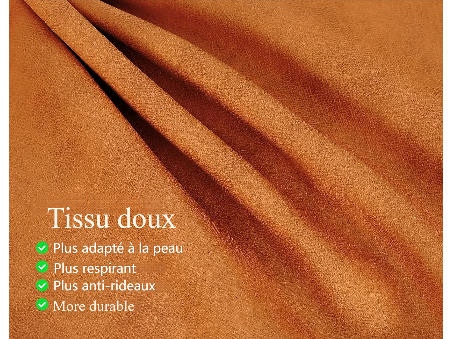 Canapé en simili orange, 2-3 places, avec 56cm coussins d'assise profonds et confortables, 185x76x90cm