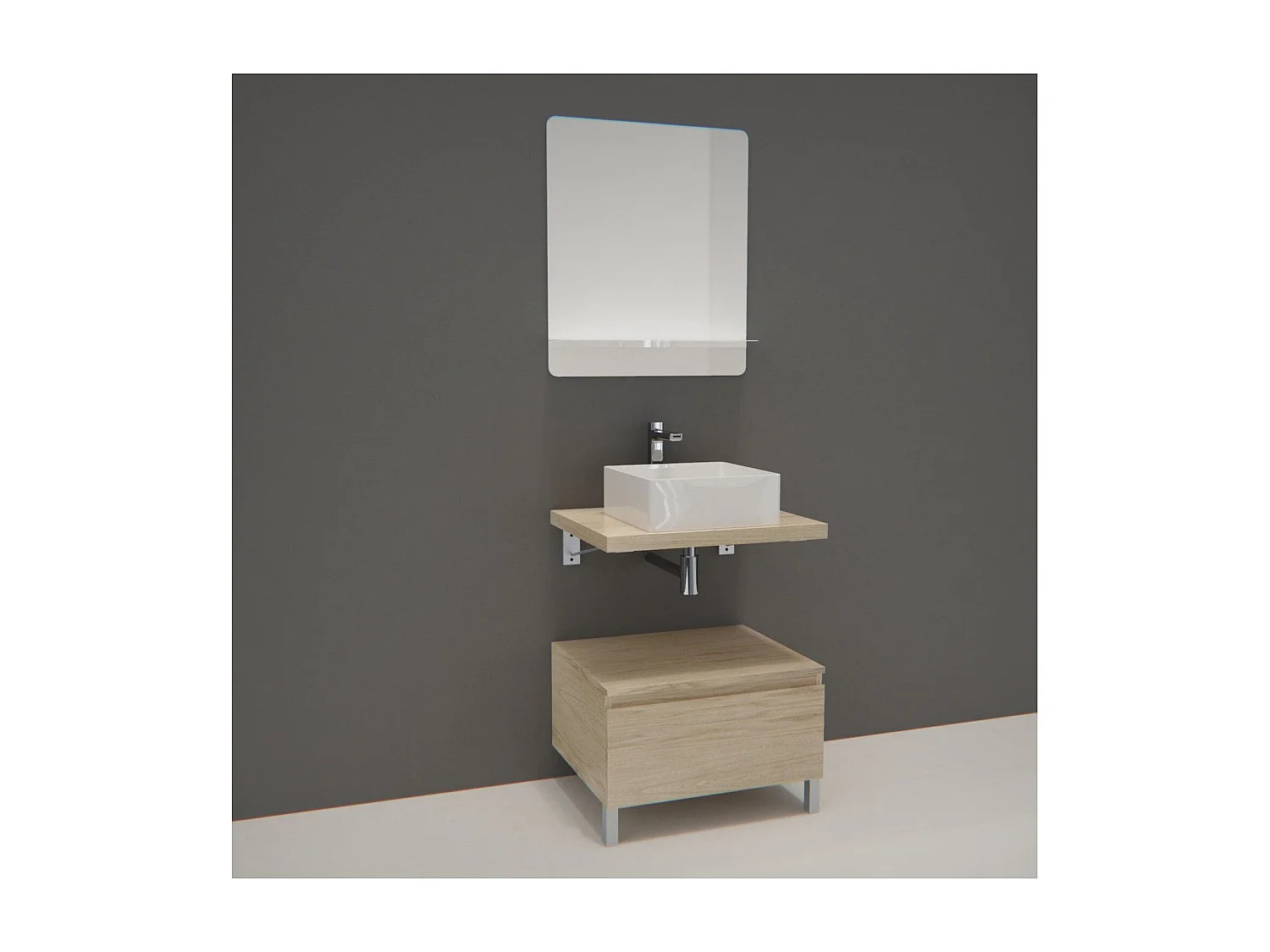 Enkele unit + wastafel + WILL spiegel