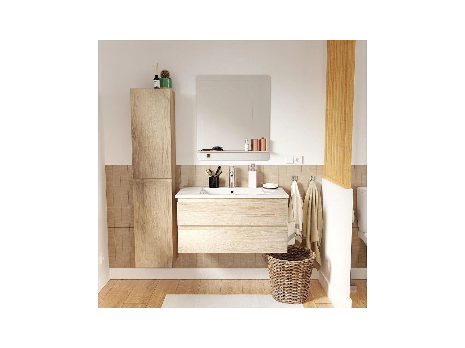 Mueble sencillo + grifería + espejo + columna SORRENTO