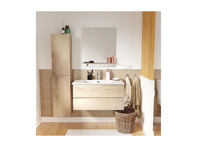 Mueble sencillo + grifería + espejo + columna SORRENTO