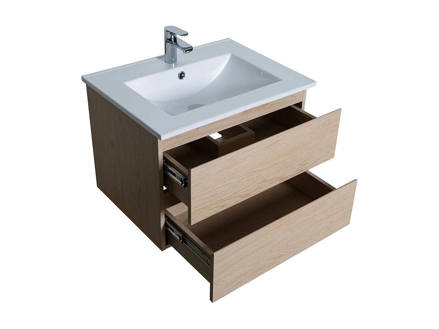 Ensemble meuble simple vasque décor chêne 60cm + vasque + colonne