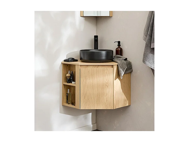 Mobile lavabo angolare + lavabo nero + rubinetto SORRENTO