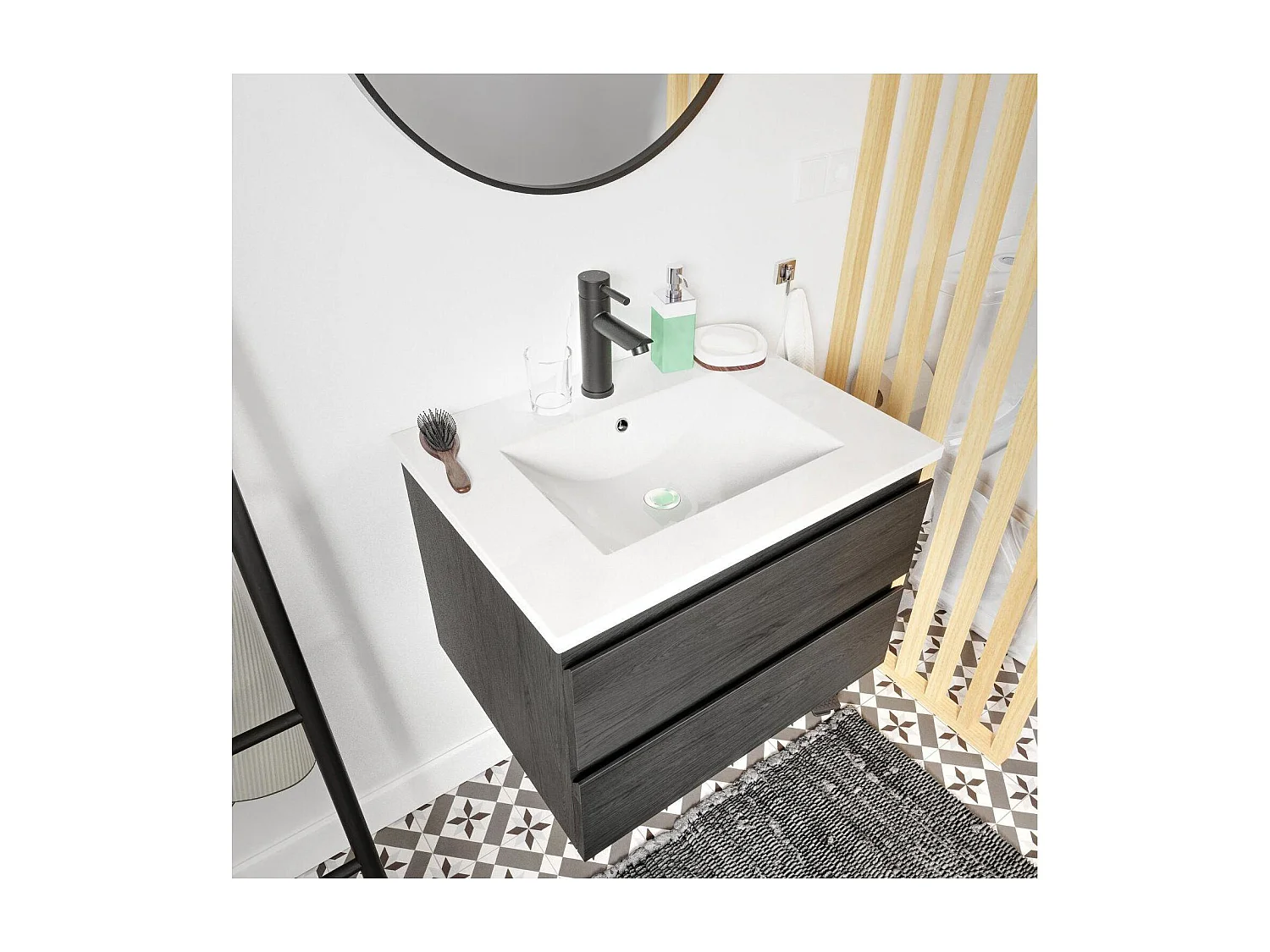 Enkele unit + wastafel + kraan + spiegel SORRENTO