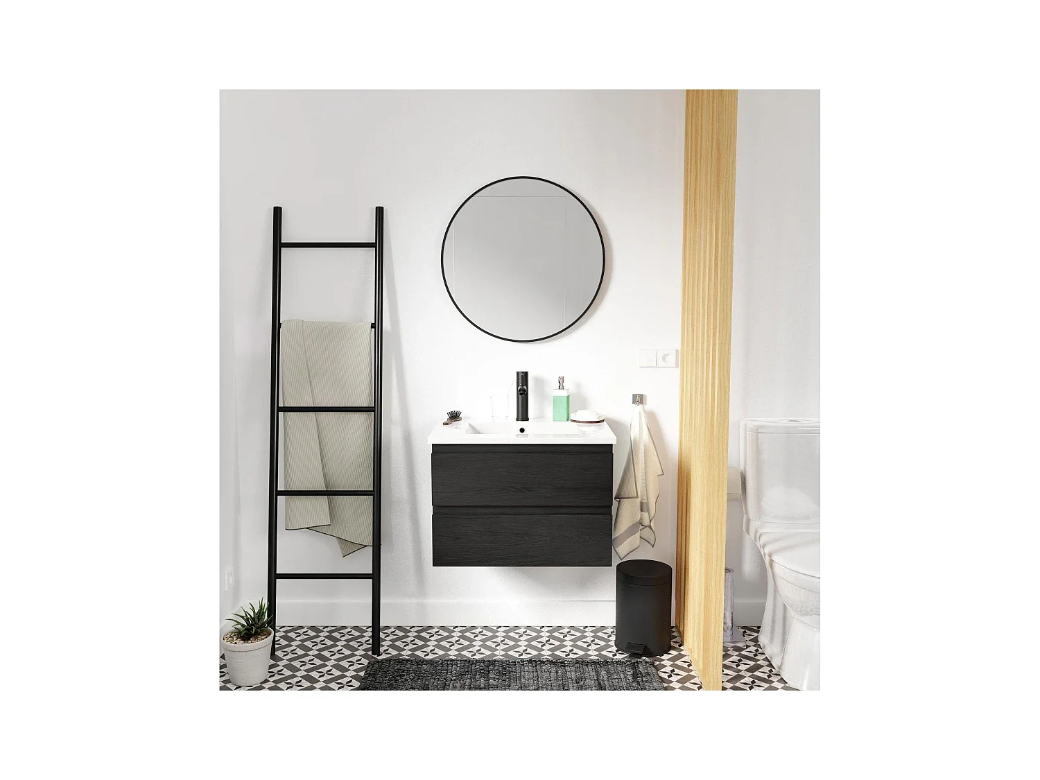 Mobile lavabo singolo + lavabo + rubinetto + specchio SORRENTO