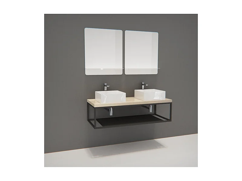Mueble de lavabo doble + lavabo + espejo WILL