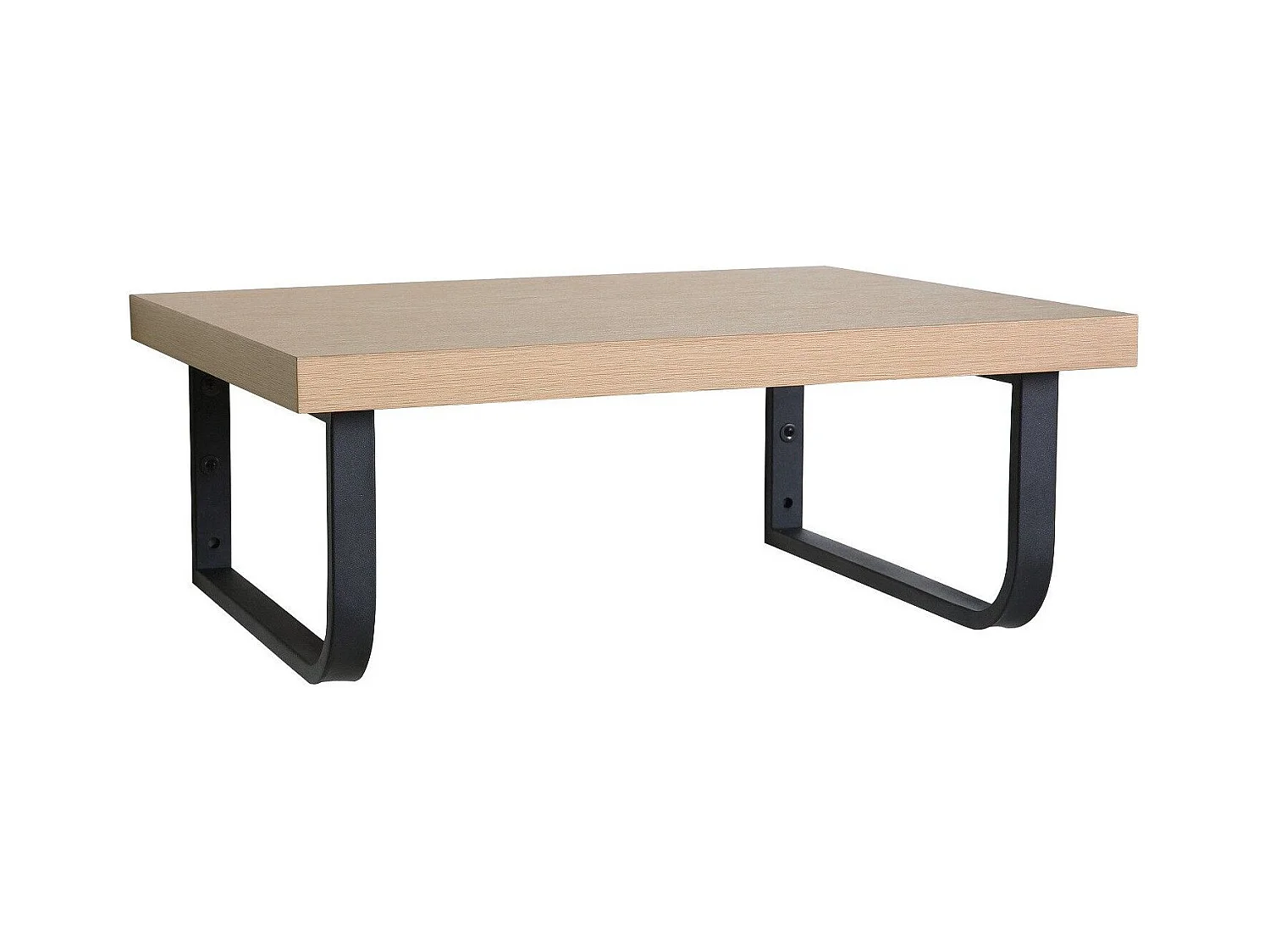 Plan de toilette chêne suspendu pour vasque WILL - 60 cm + Equerres Métal Noir Mat