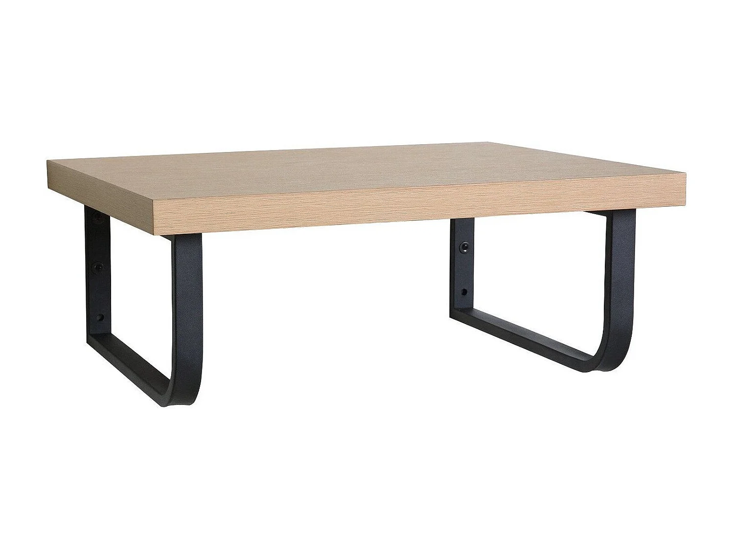 Plan de toilette chêne suspendu pour vasque WILL - 60 cm + Equerres Métal Noir Mat