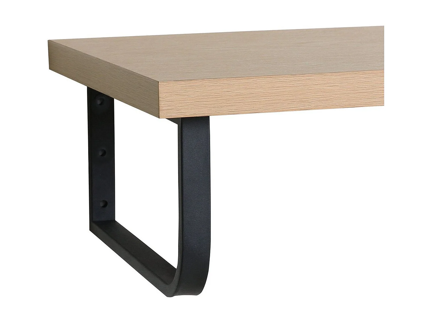 Plan de toilette chêne suspendu pour vasque WILL - 60 cm + Equerres Métal Noir Mat