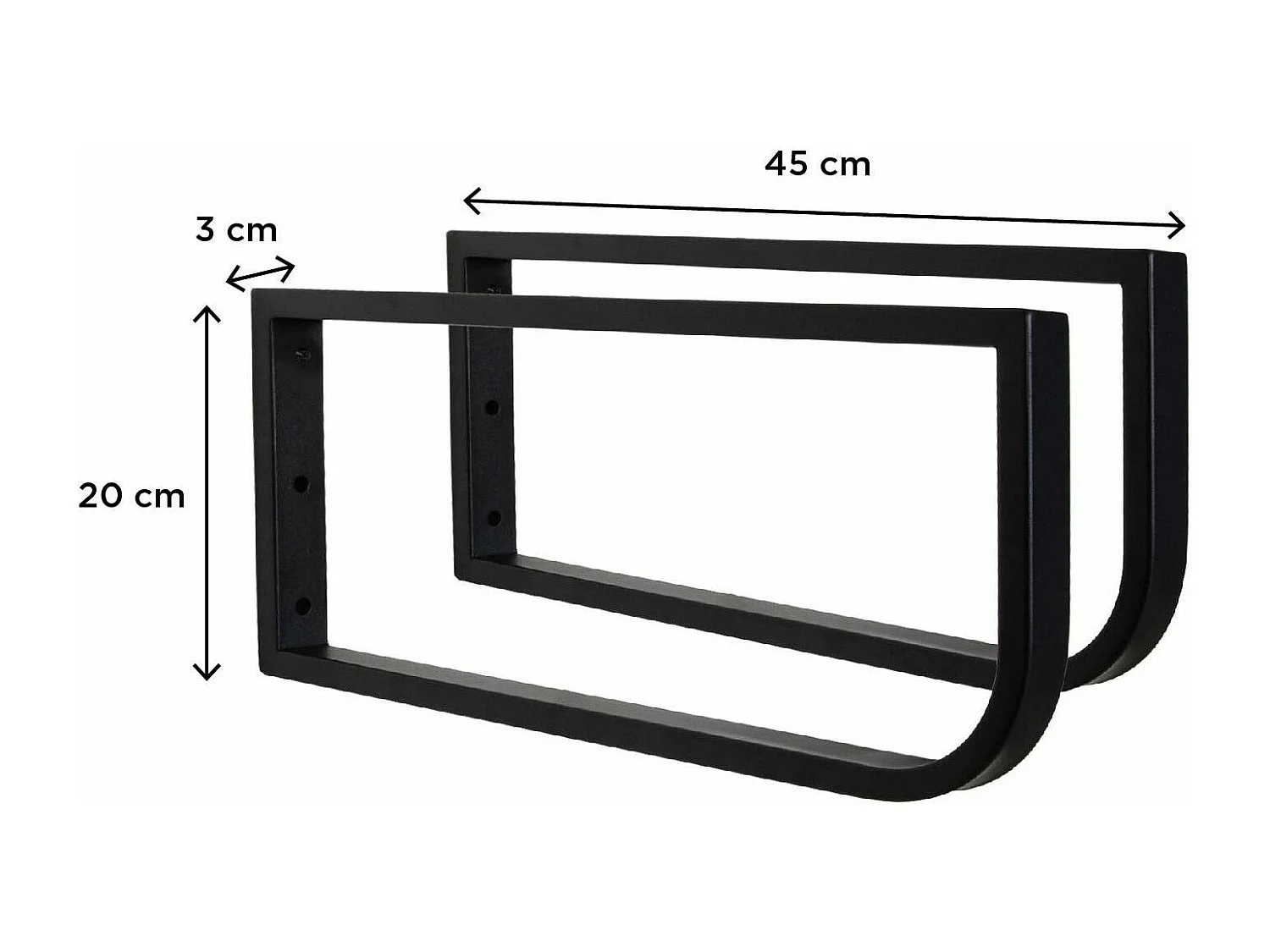 Plan de toilette chêne suspendu pour vasque WILL - 60 cm + Equerres Métal Noir Mat