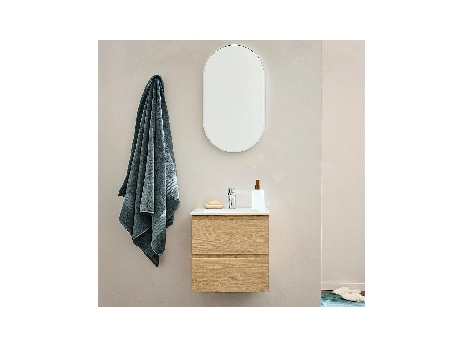 Conjunto mueble lavabo simple 45 cm + grifo + espejo SORRENTO