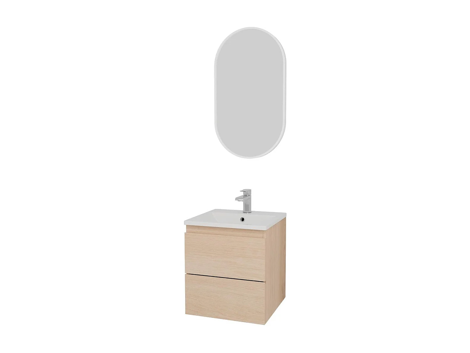 Ensemble meuble simple vasque SORRENTO 45 cm + robinet + Miroir