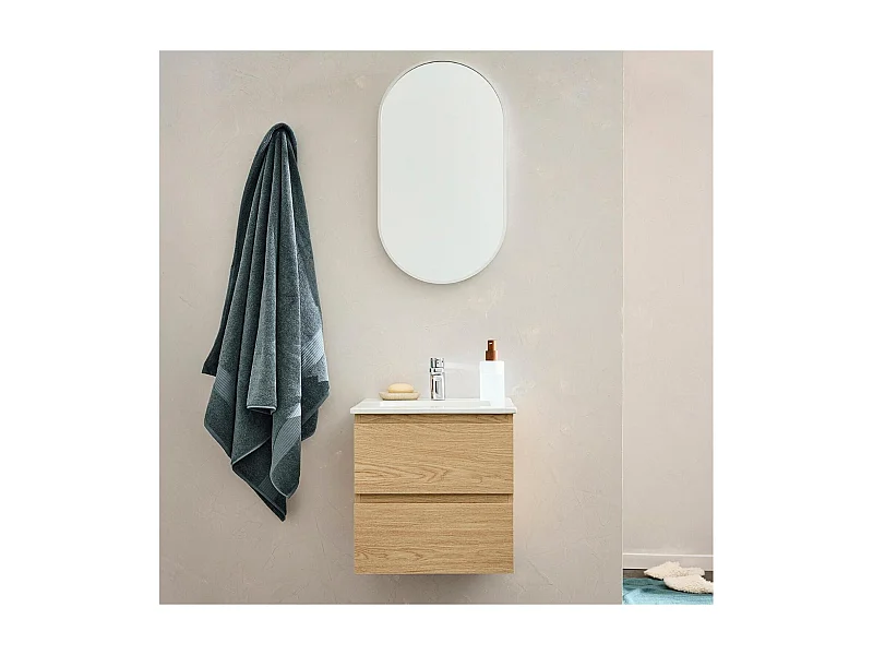 Einzelwaschtischunterschrank 45 cm + Wasserhahn + SORRENTO-Spiegel