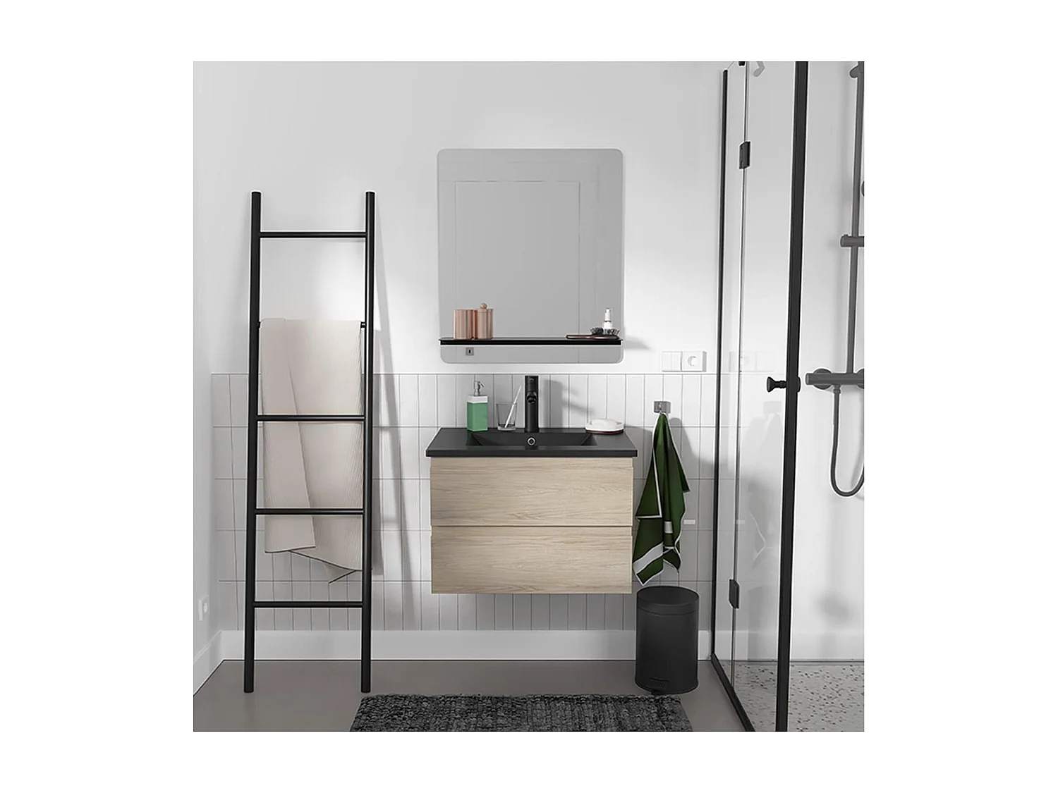 Enkele unit + wastafel + kraan + spiegel SORRENTO