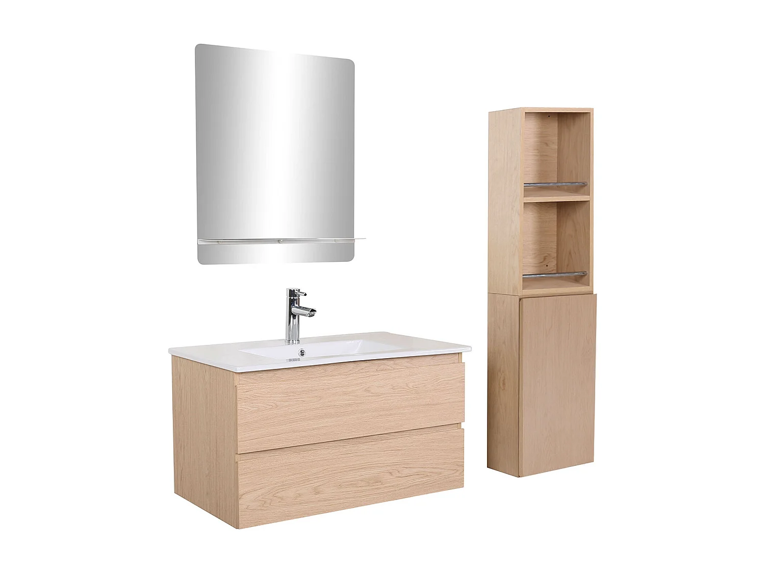 Schlichte Möbel + Wasserhahn + Spiegel + SORRENTO-Säule