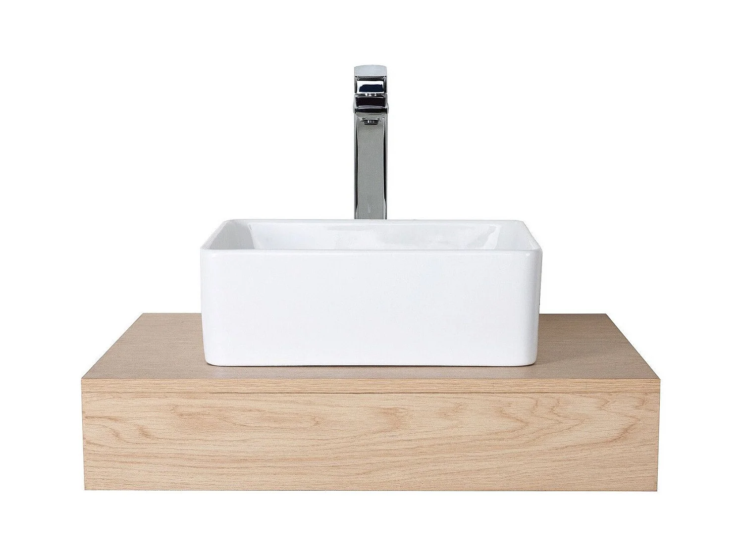 Plan de toilette suspendu pour vasque WILL - 60 cm - Ep. 12 cm + Equerres invisibles - Décor Chêne