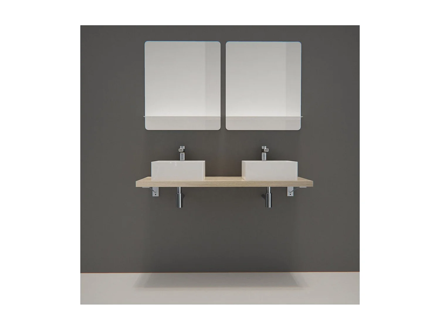 Doppelwaschtisch + Waschbecken + WILL-Spiegel