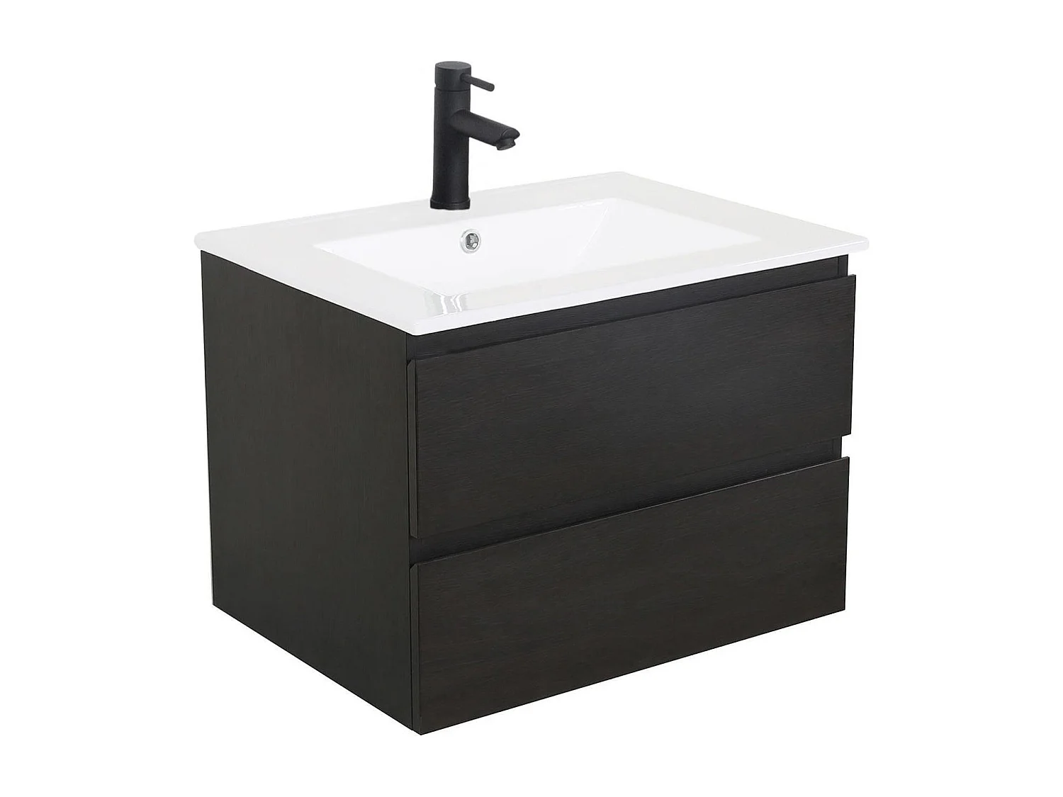 Enkele wastafelset 60cm met keramische bovenkant en zwarte kraan SORRENTO