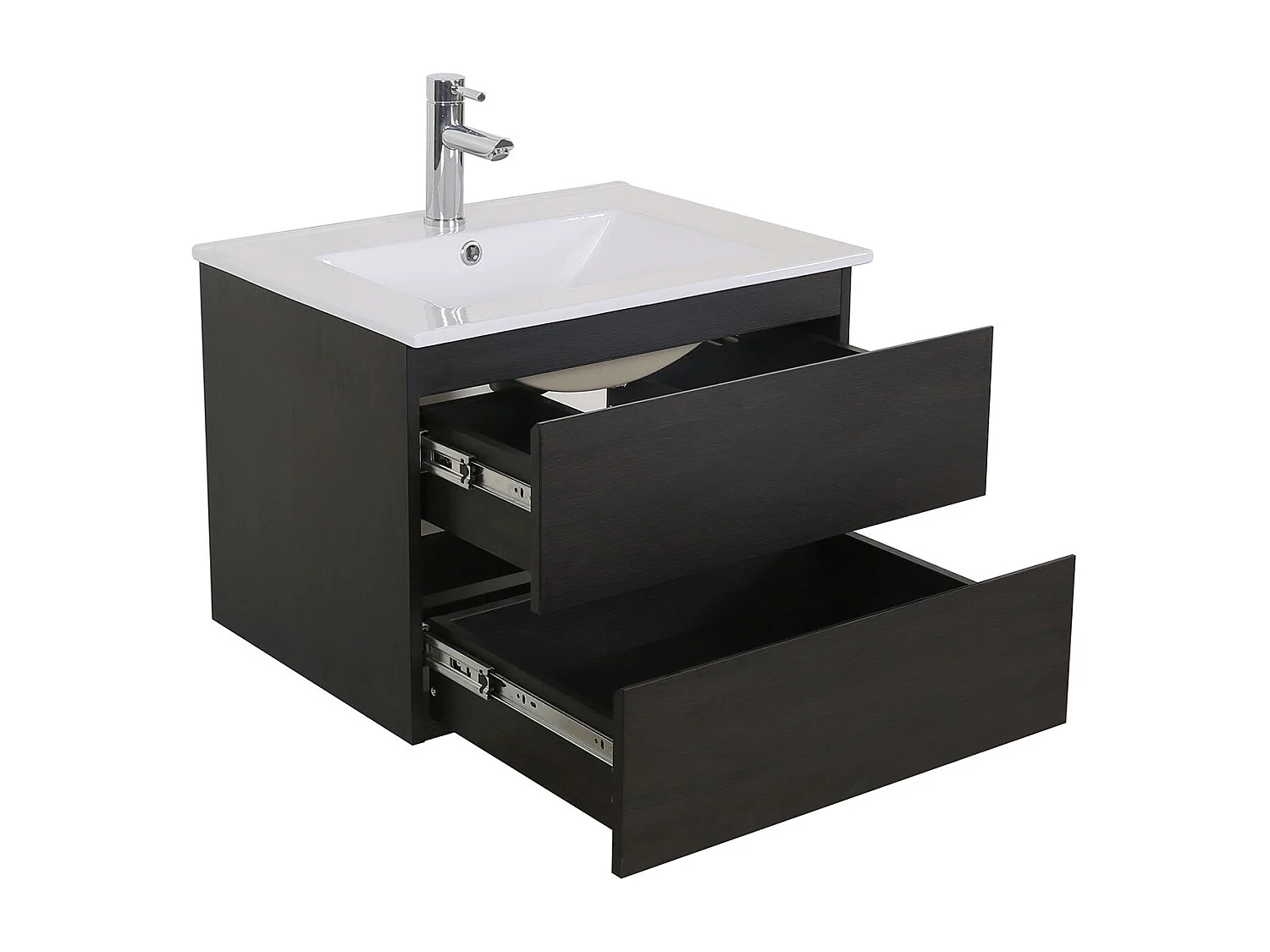 Zestaw umywalkowy 60 cm z blatem ceramicznym i czarną baterią SORRENTO