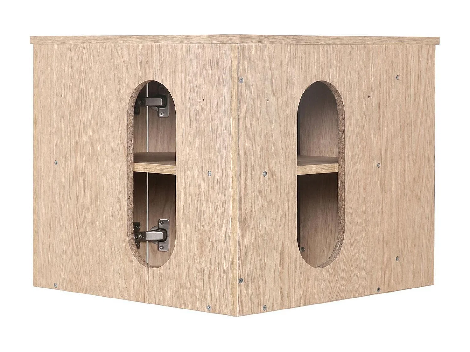 Ensemble meuble sous vasque d'angle avec vasque, robinet chromé et armoire de toilette