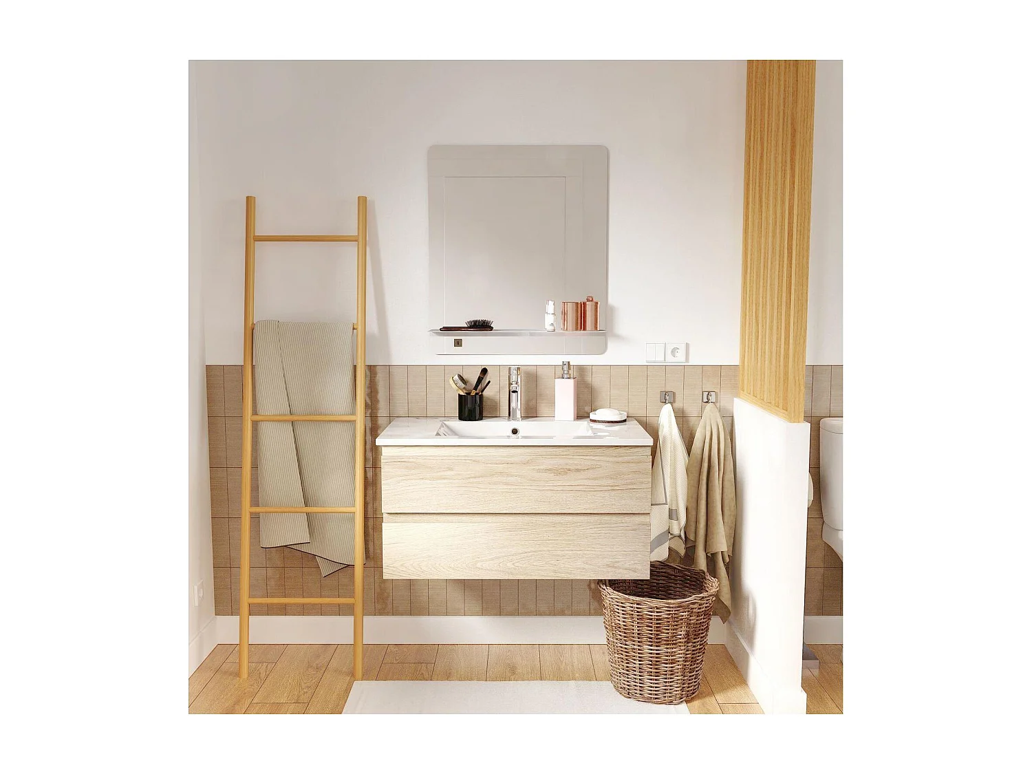 Mueble individual + lavabo + grifo + espejo SORRENTO