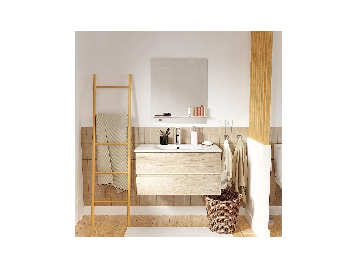Mueble individual + lavabo + grifo + espejo SORRENTO