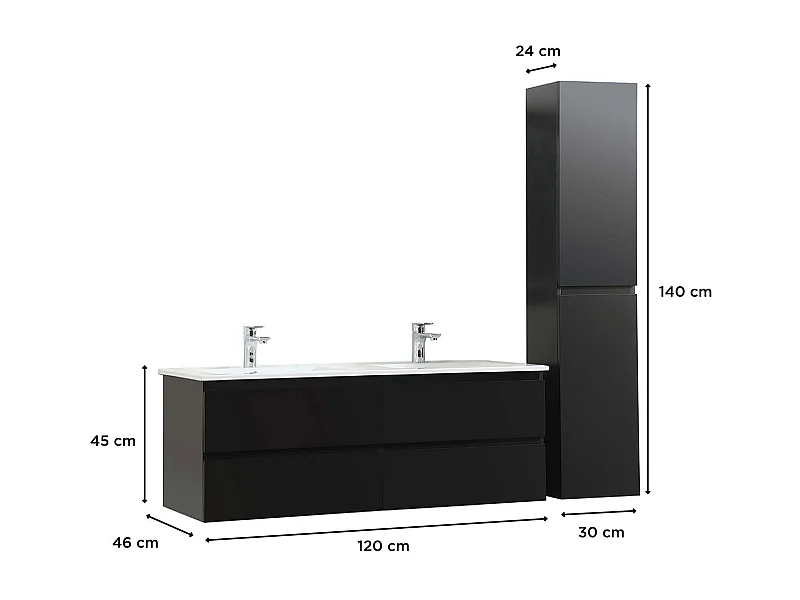 Doppelwaschtisch + Waschbecken + SORRENTO-Säule