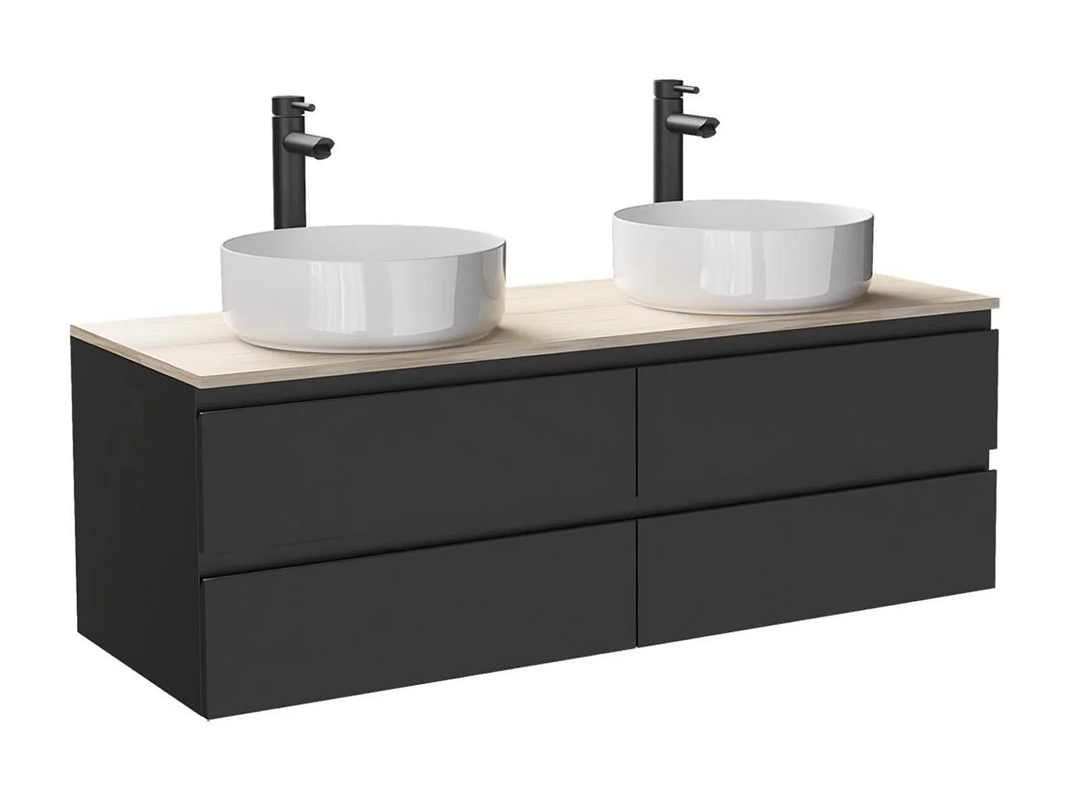 SORRENTO 120 cm Wand-Doppelwaschbecken