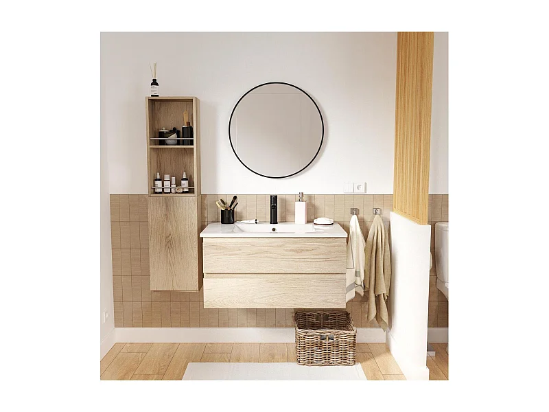 Eenvoudig meubel + kraan + spiegel + SORRENTO-kolom