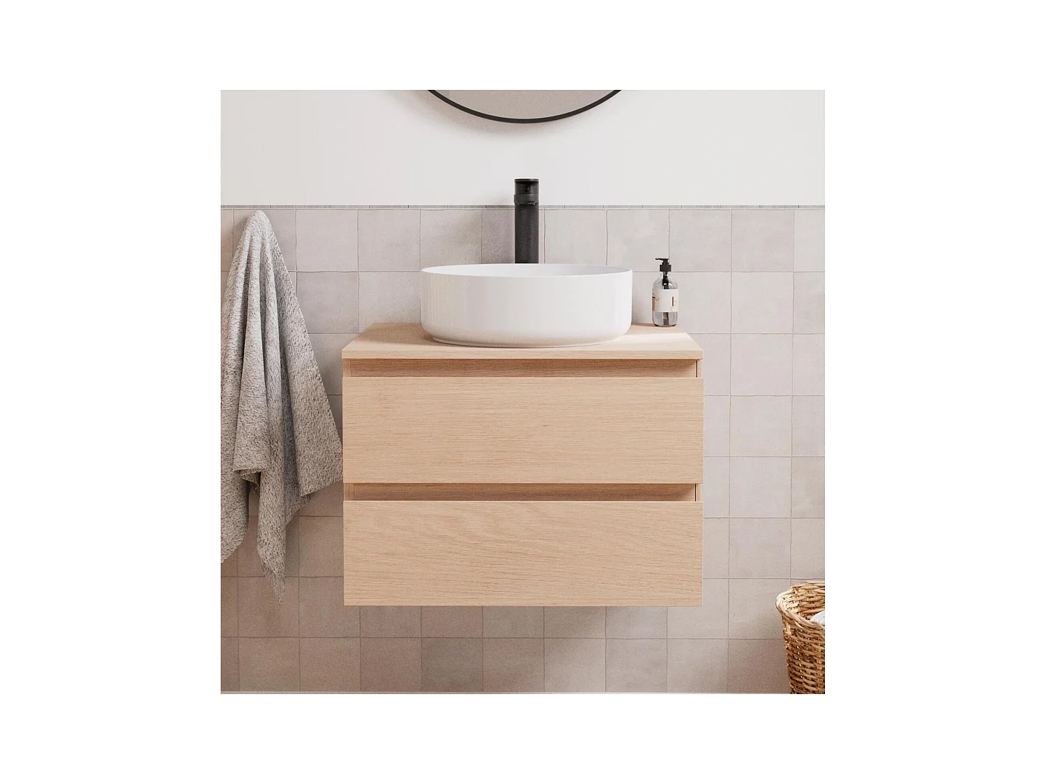 Ensemble meuble simple vasque 60 cm + vasque DIEGO