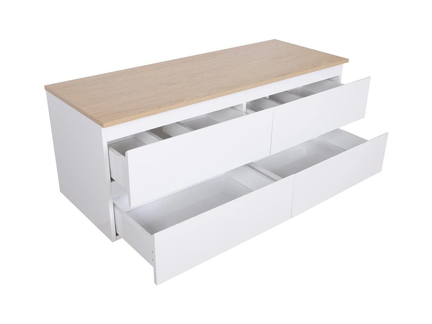 Ensemble double vasque suspendu avec plan bois, vasques et robinets 120 cm