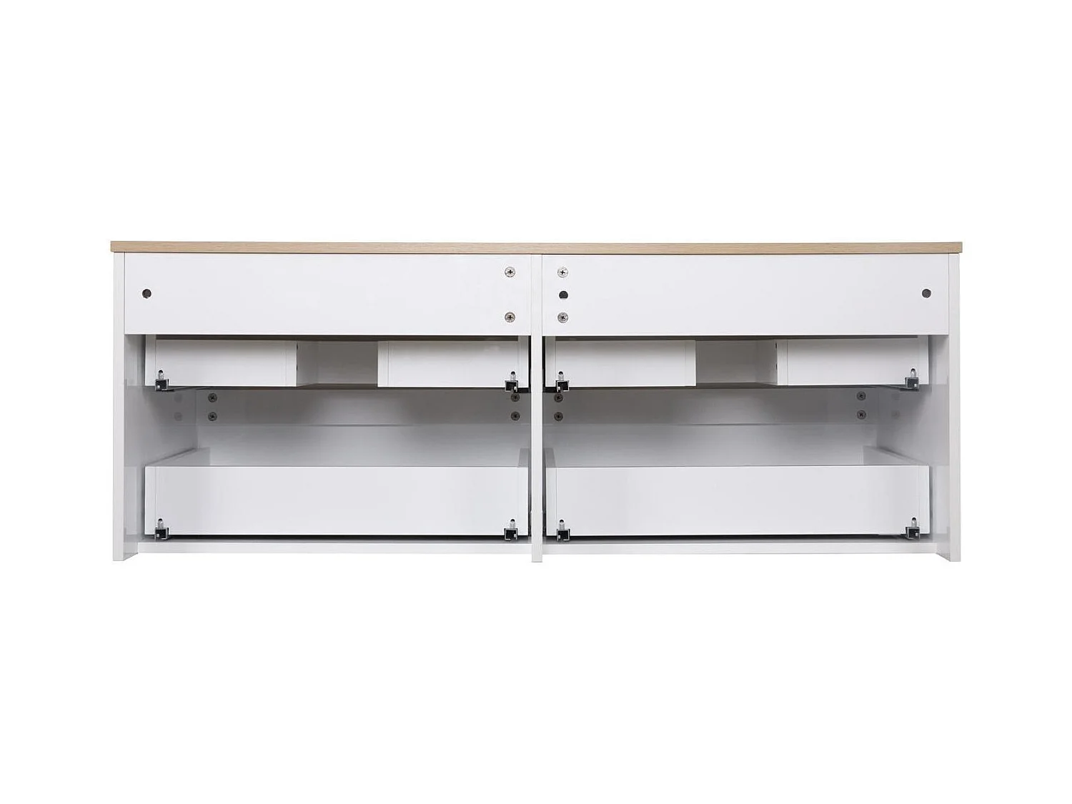 Ensemble double vasque suspendu avec plan bois, vasques et robinets 120 cm