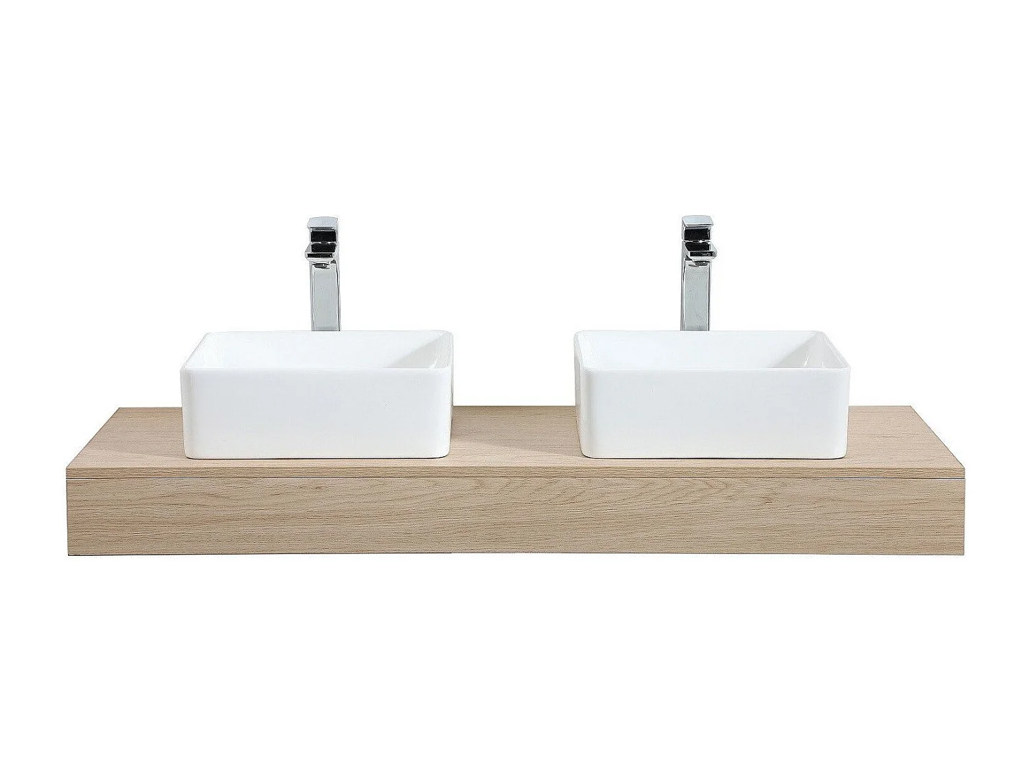 Plan de toilette suspendu pour vasque WILL - 120 cm - Ep. 12 cm + Equerres invisibles - Décor Chêne