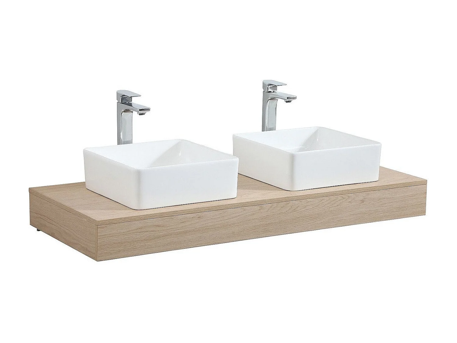 Plan de toilette suspendu pour vasque WILL - 120 cm - Ep. 12 cm + Equerres invisibles - Décor Chêne