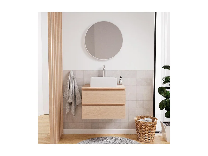 Conjunto mueble lavabo 60 cm + lavabo + grifo + espejo SORRENTO