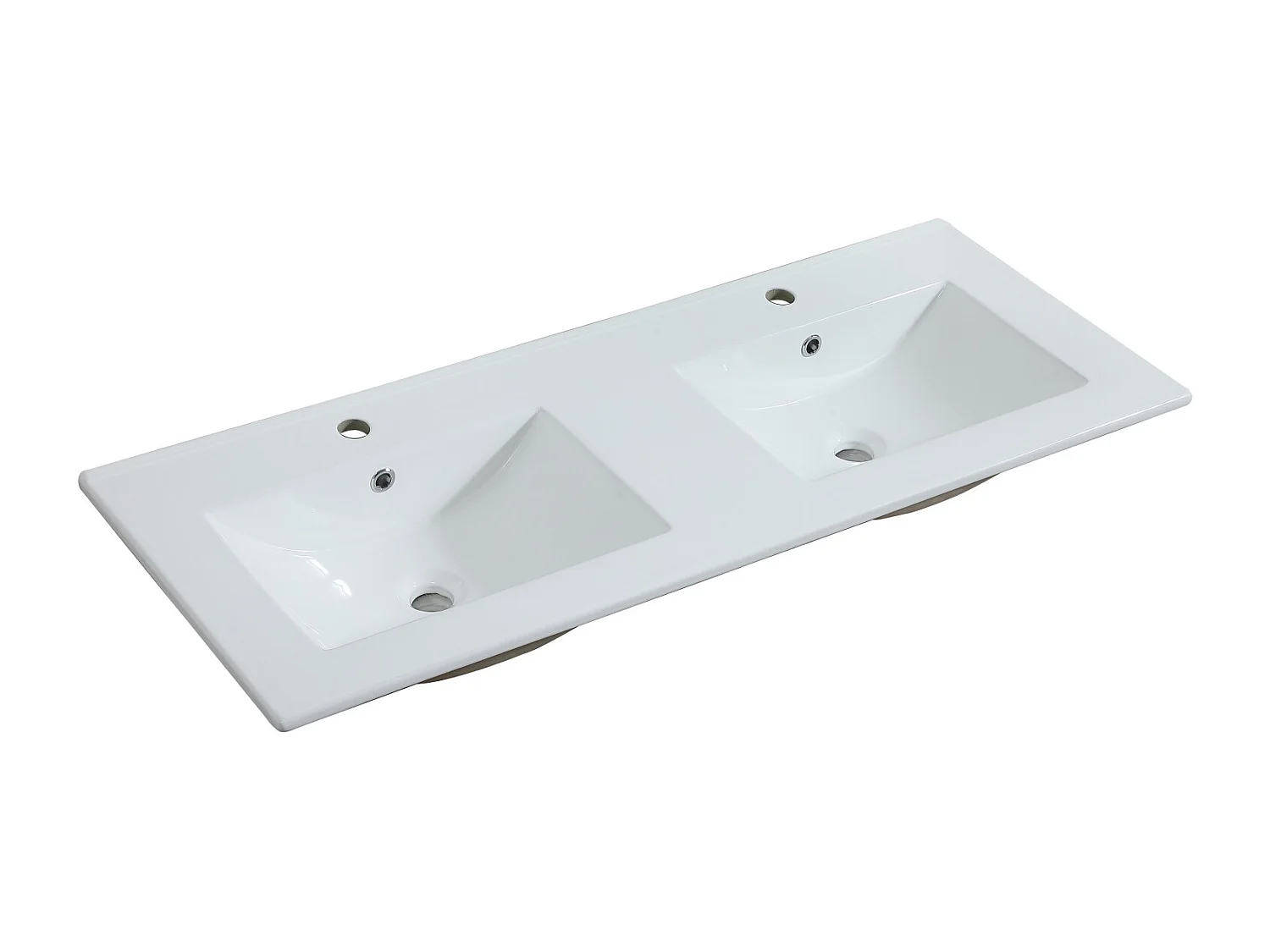 Meuble double vasque 120cm avec plan céramique SORRENTO Décor chêne + colonne