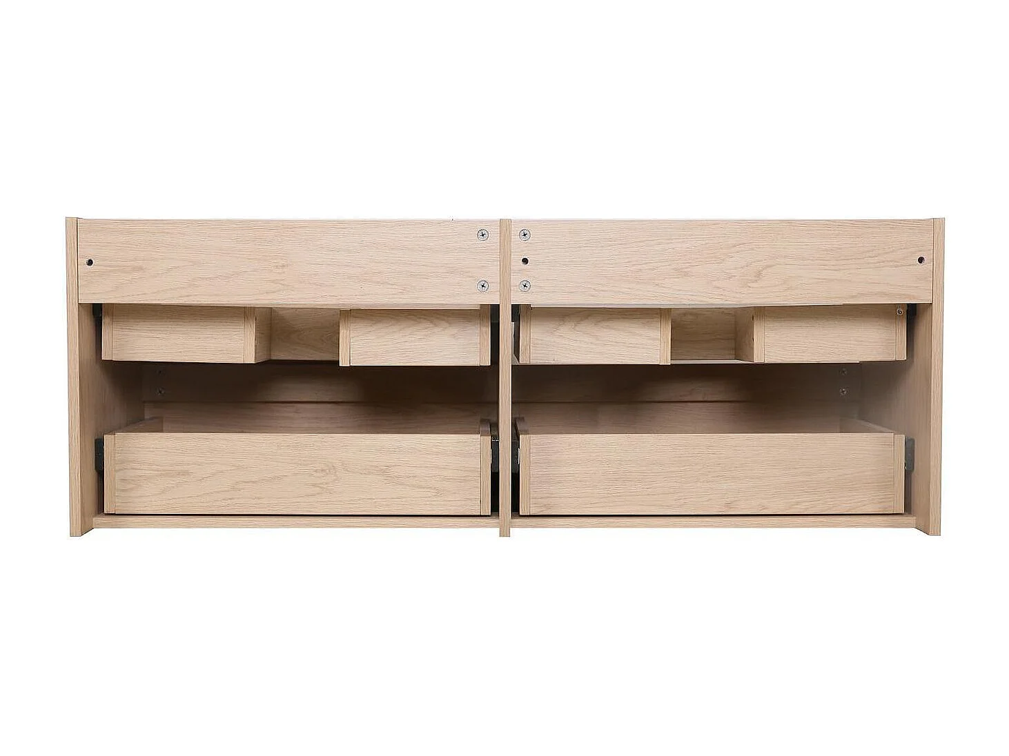 Meuble double vasque 120cm avec plan céramique SORRENTO Décor chêne + colonne