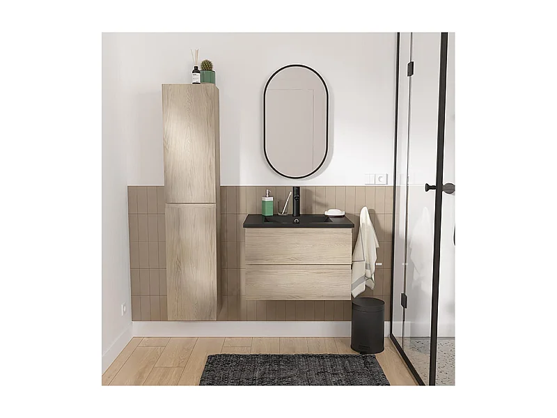 Schlichte Möbel + Wasserhahn + Spiegel + SORRENTO-Säule