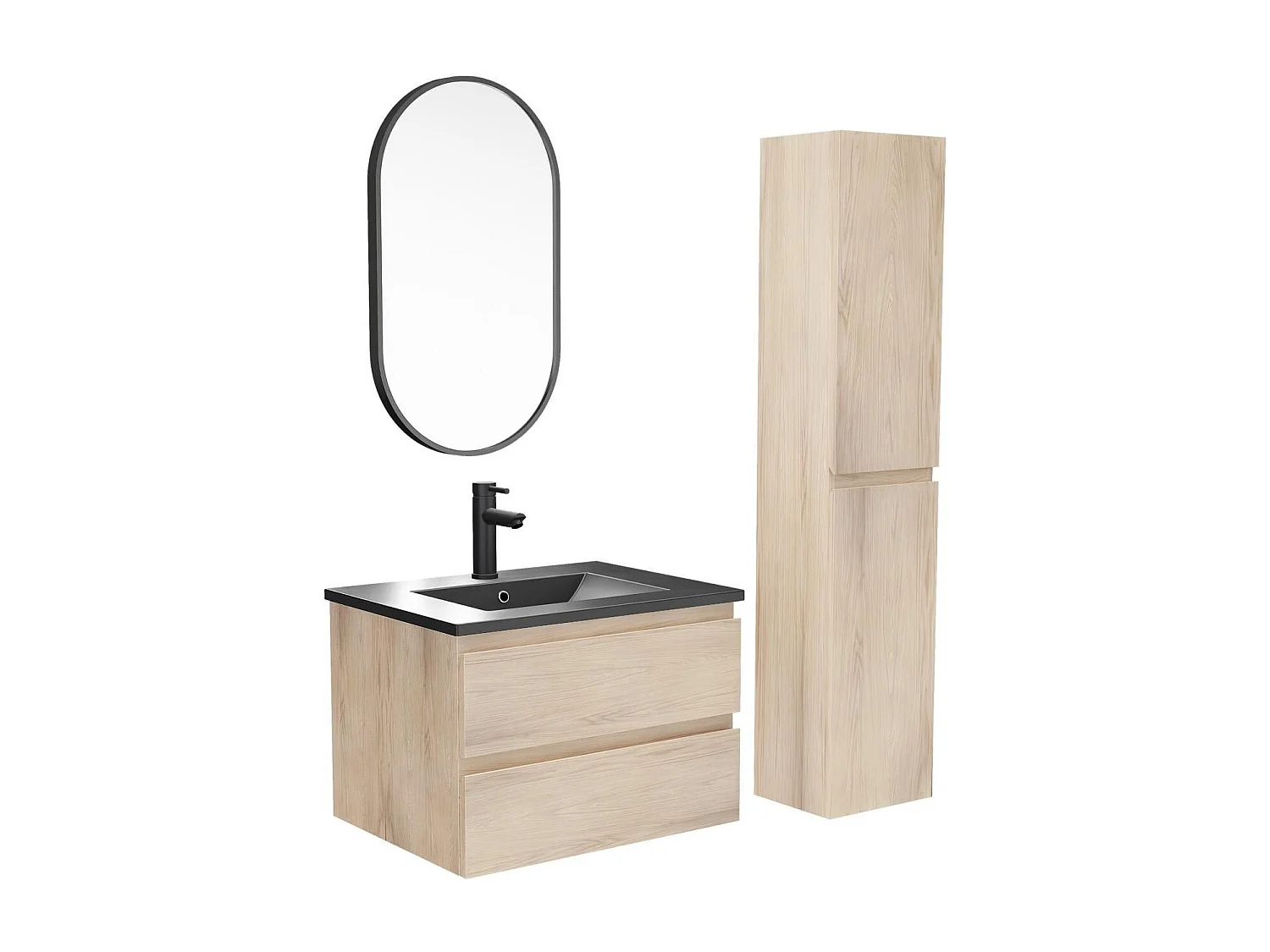 Schlichte Möbel + Wasserhahn + Spiegel + SORRENTO-Säule