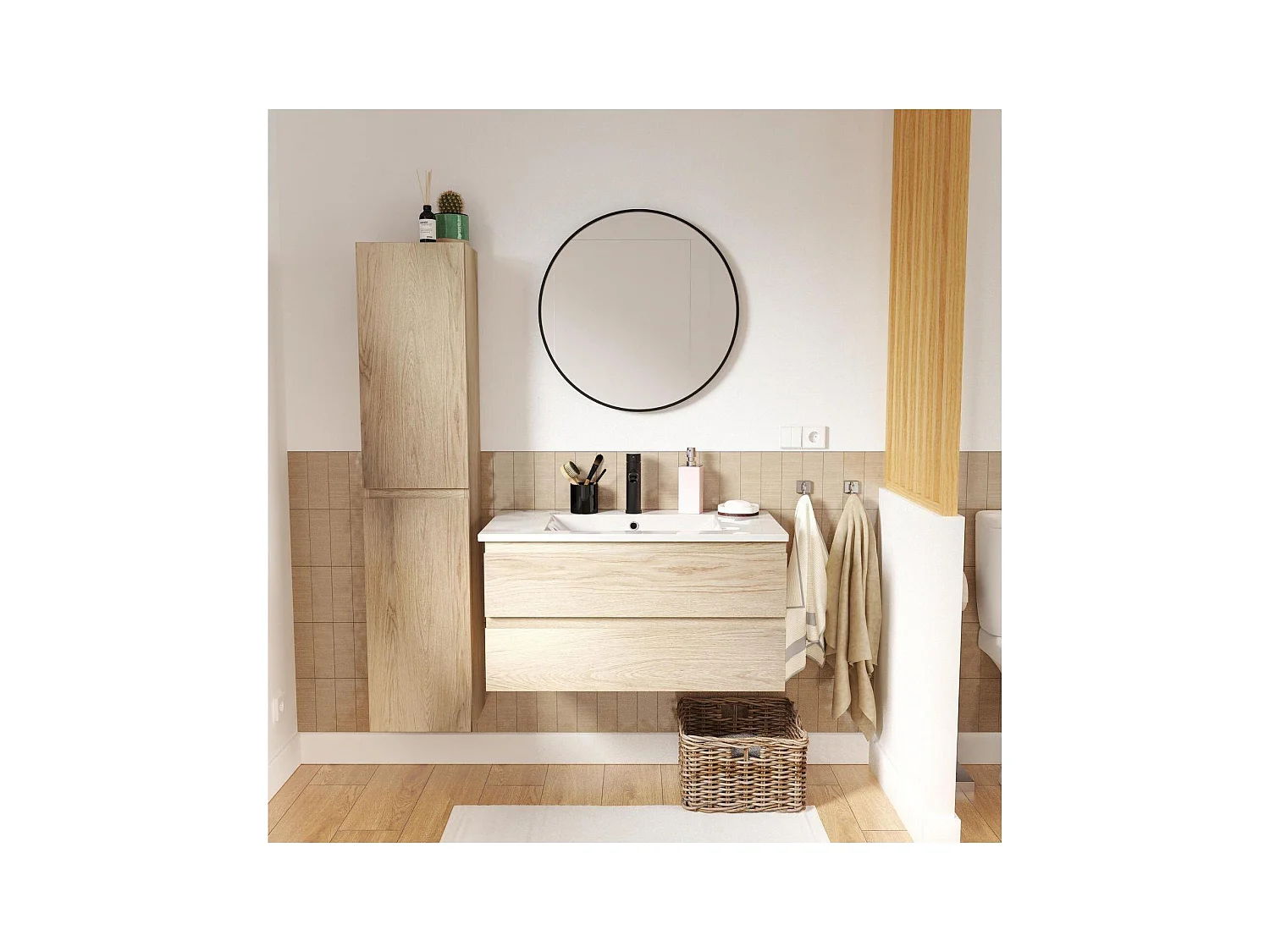 Mueble sencillo + grifería + espejo + columna SORRENTO