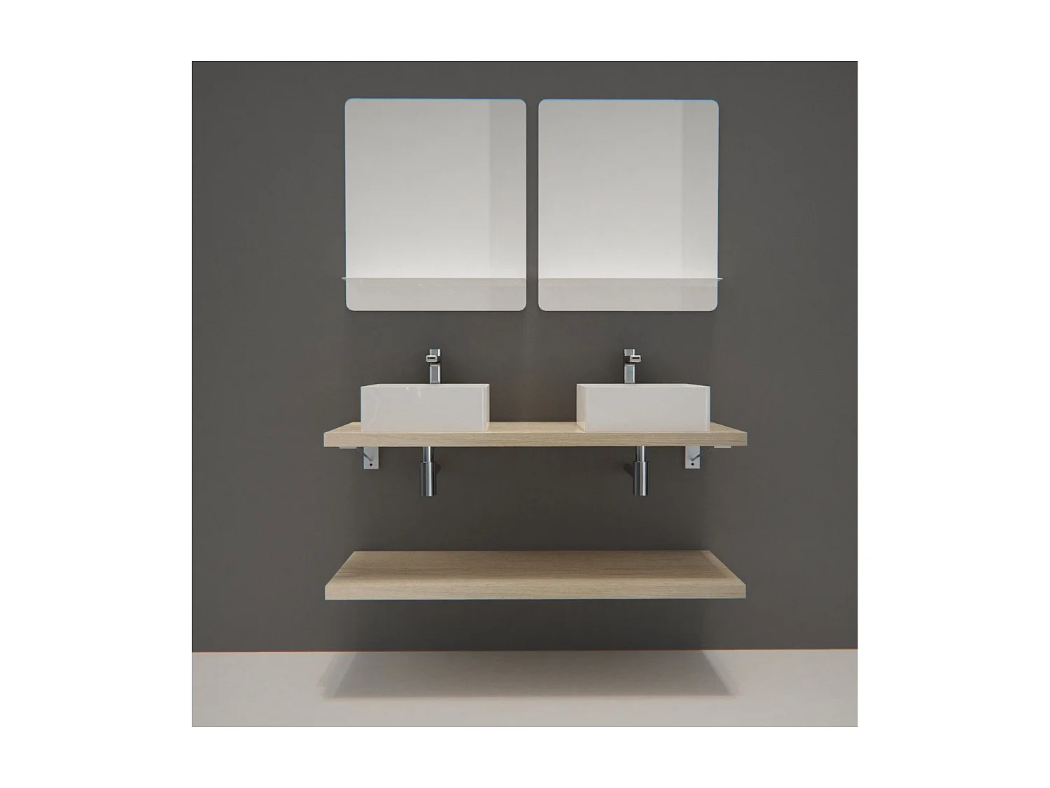 Dubbele wastafelmeubel + wastafel + WILL-spiegel