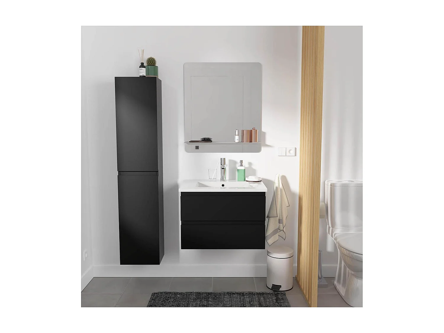 Mueble individual + lavabo + espejo + columna SORRENTO