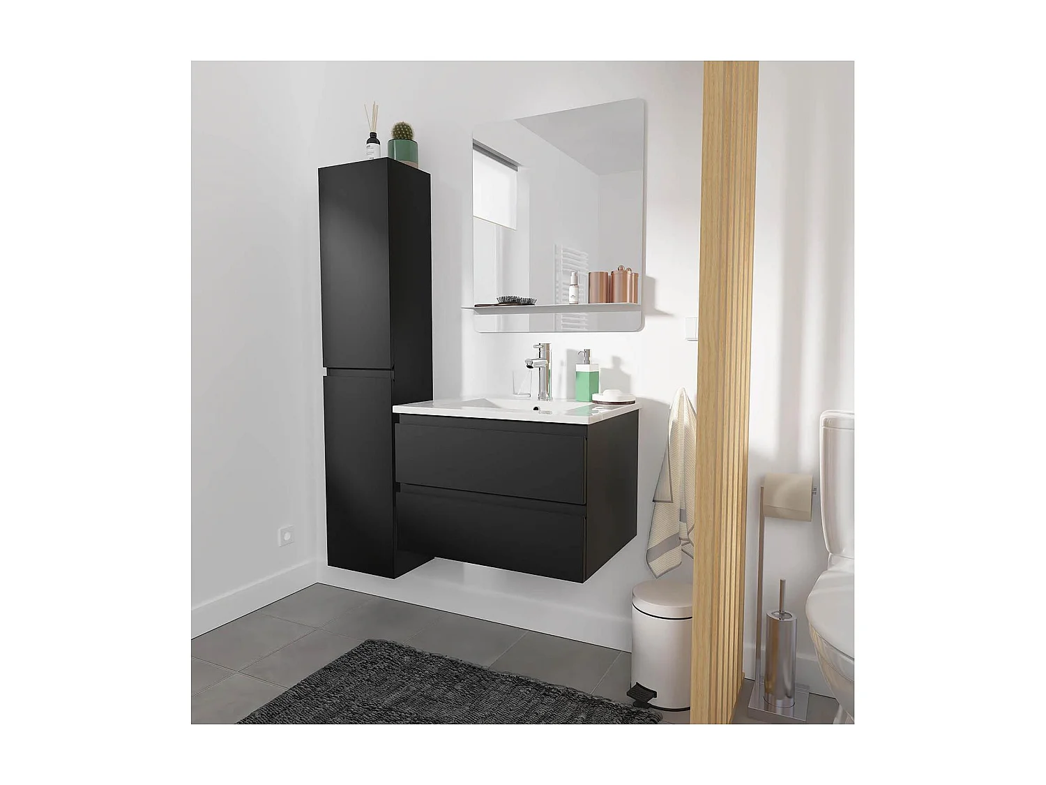 Mueble individual + lavabo + espejo + columna SORRENTO