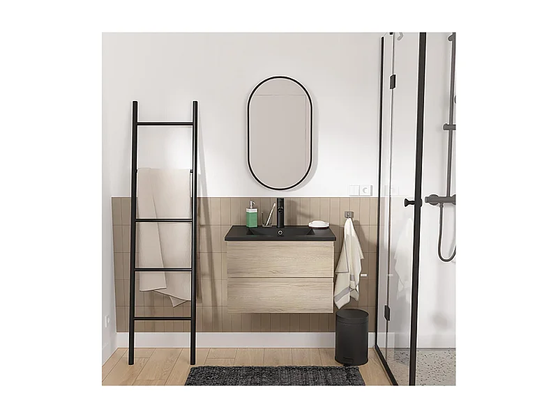 Einzelmöbel + Waschbecken + Armatur + Spiegel SORRENTO