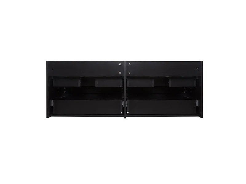Meuble double vasque 120cm avec plan céramique SORRENTO Noir + miroir +colonne