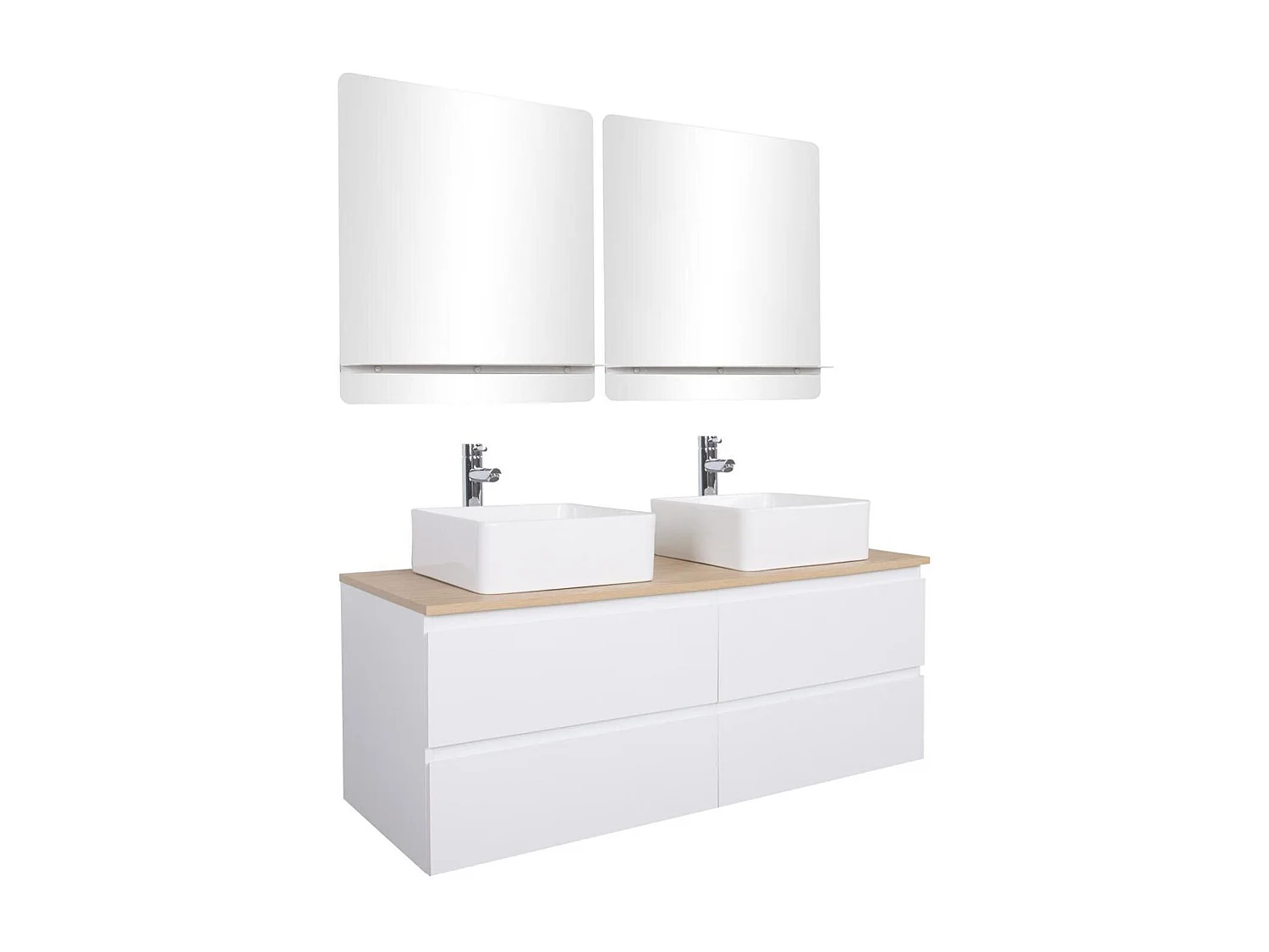 Mueble de lavabo doble + lavabo + grifería + espejo WILL