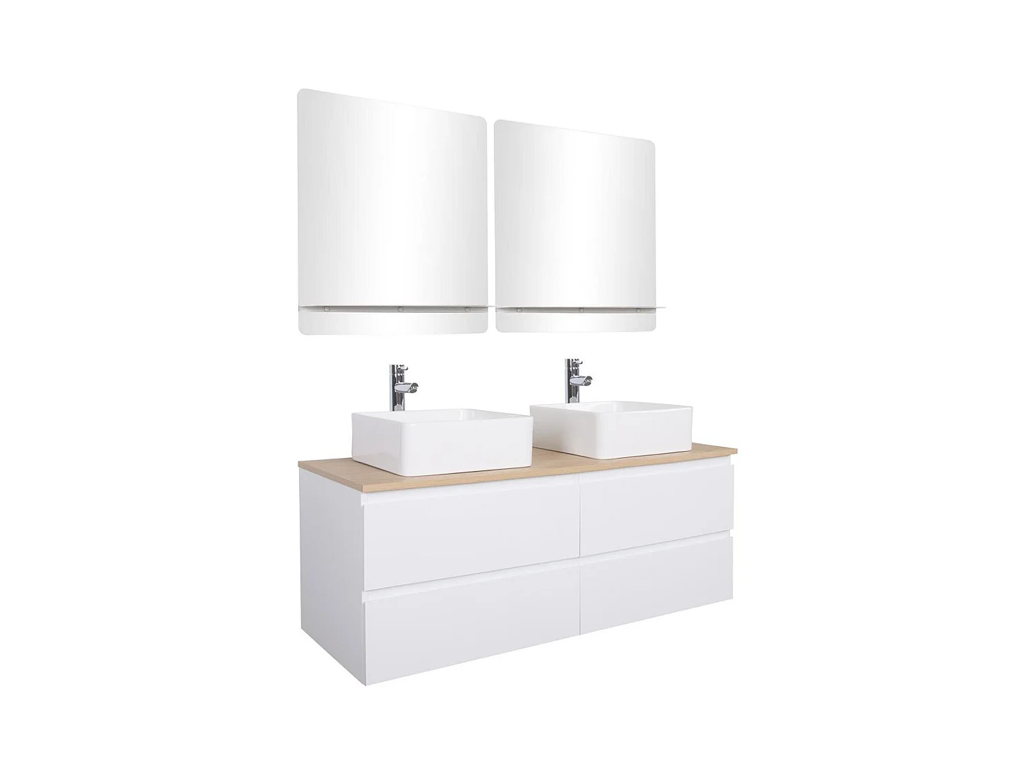 Mobile lavabo doppio + lavandino + rubinetto + specchio WILL