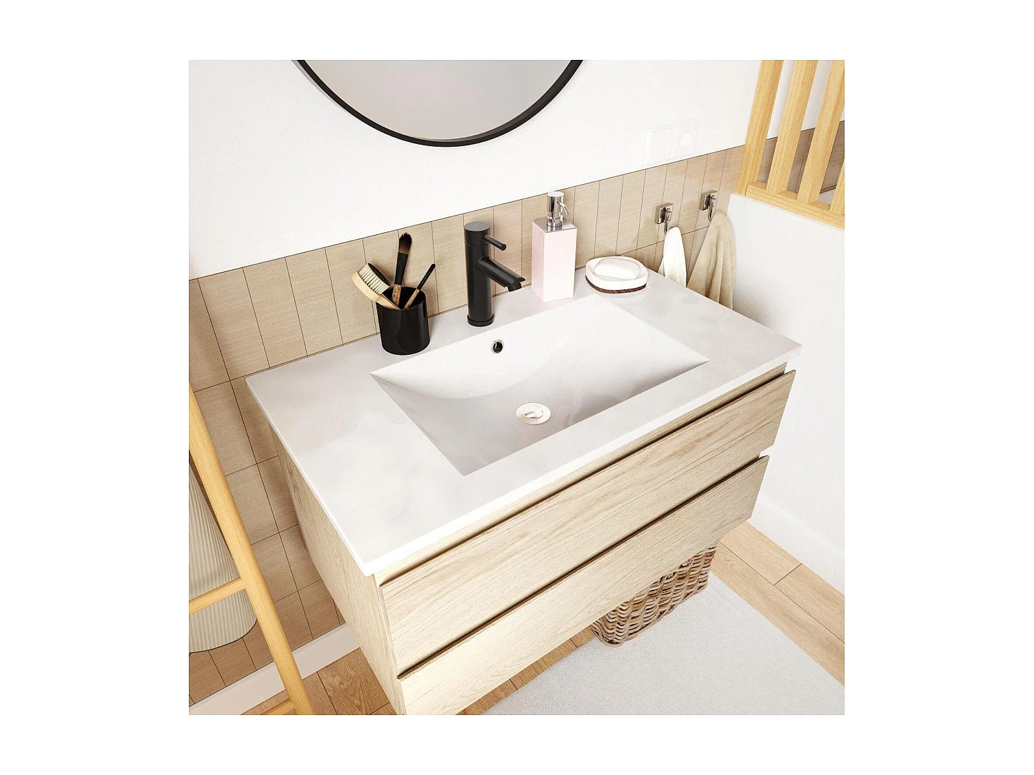 Enkele unit + wastafel + kraan + spiegel SORRENTO