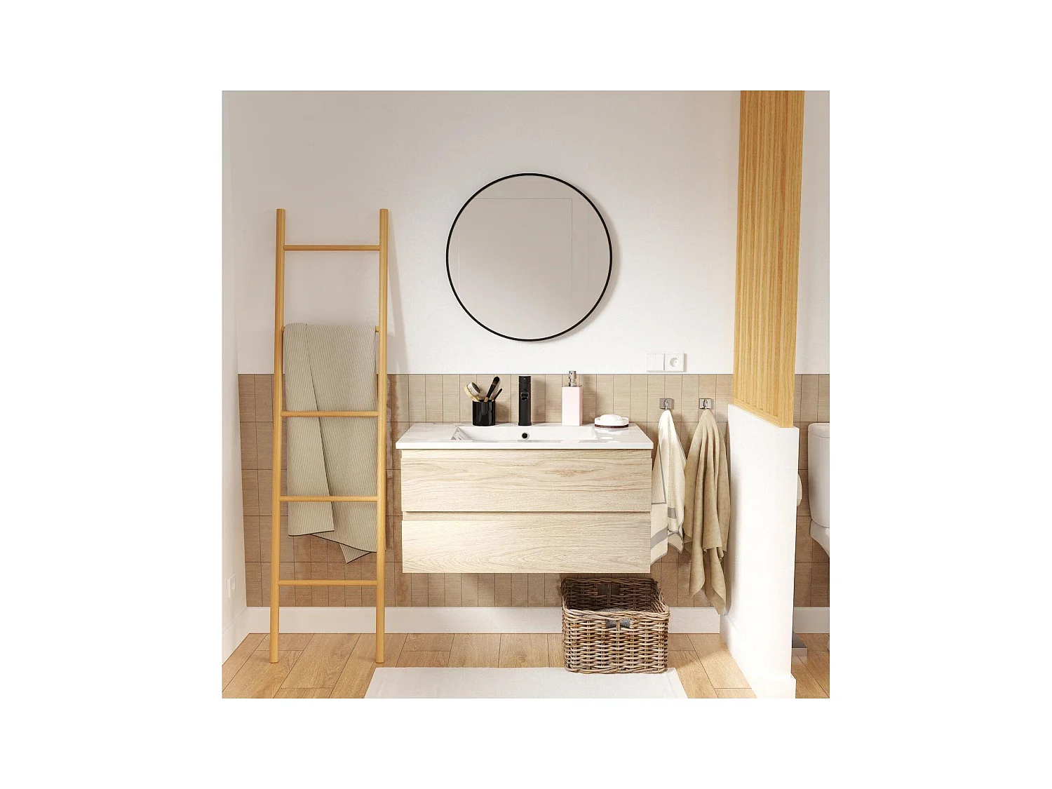 Mueble individual + lavabo + grifo + espejo SORRENTO